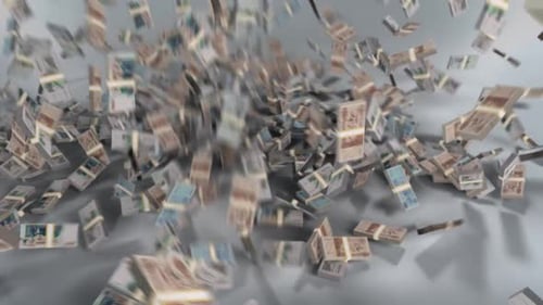 Algeria Money - Dinar Stacked Money Falling - Algerian Currency