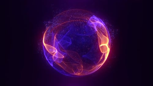 Abstract looped energy sphere of particles and waves video 4k, 60 fps