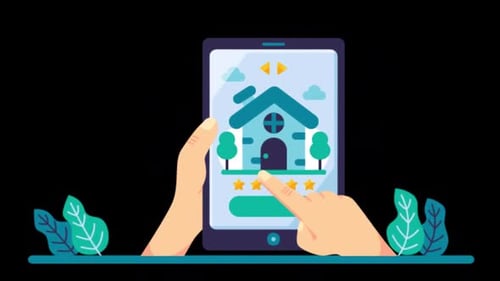 Flat Design Real Estate App Interaction on Tablet