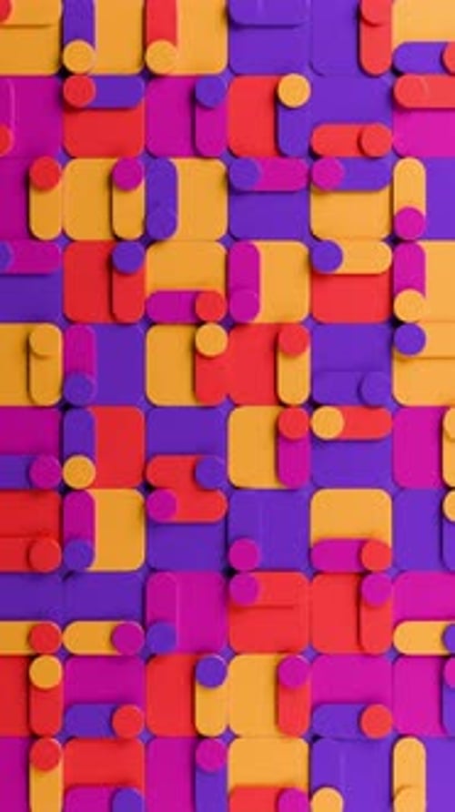 Colorful abstract background with many different shapes. Vertical looped animation