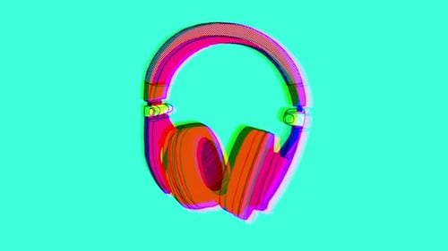 Animated Glitch Headphones with Halftone Effect