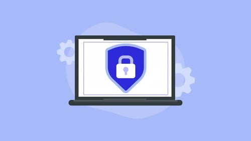 Cybersicherheitsschutz mit Schild und Schloss.