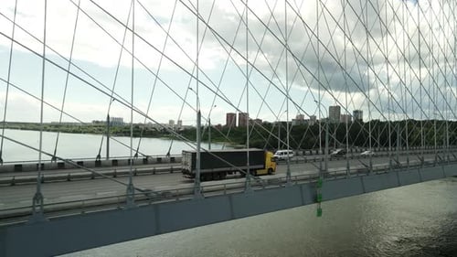 Truck Drive Bridge Huge Lorry Freight Cargo Logistic Delivery Road Transport