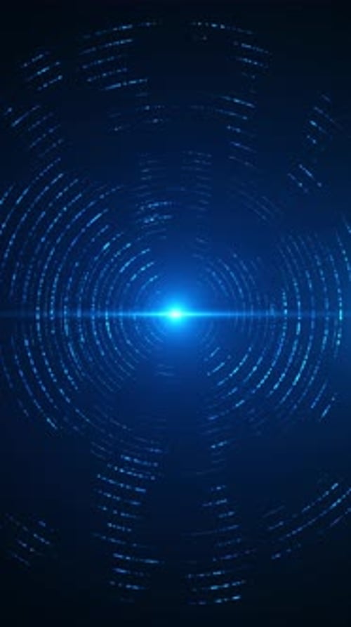 Futuristic Blue Glowing Particle Circles Abstract Motion Background