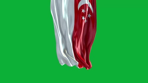 Realistic Singapore Flag Waving Animation on Green Screen
