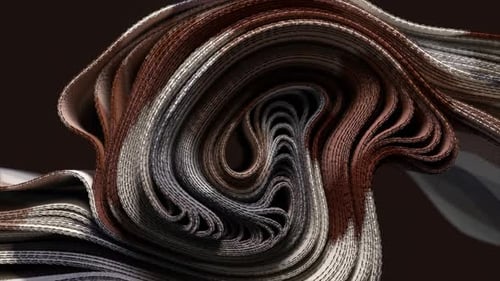 Abstract 3D Wave of Intertwined Fabric Textures in Earthy Tones 3D Animation