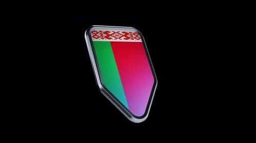 the appearance of a metal badge with the flag of the country " Belarus " alpha channel