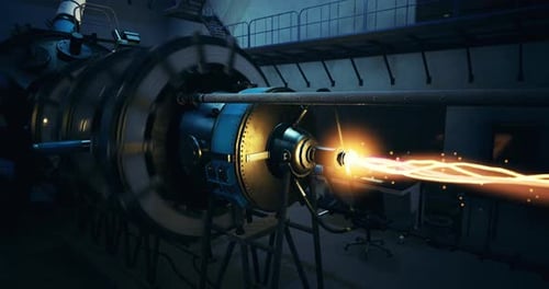 Futuristic Particle Accelerator Emitting Powerful Energy Beam