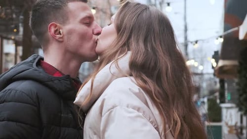 Young Couple Kissing in the City
