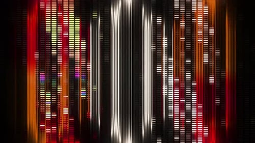 Colorful Light Animation with Moving Musical Particles and Stripes