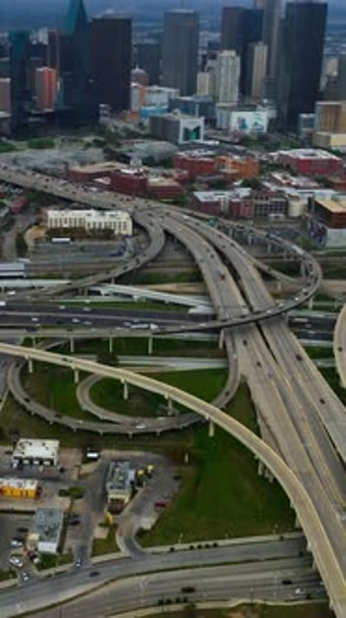 Aerial view of highway interchange in Dallas, USA