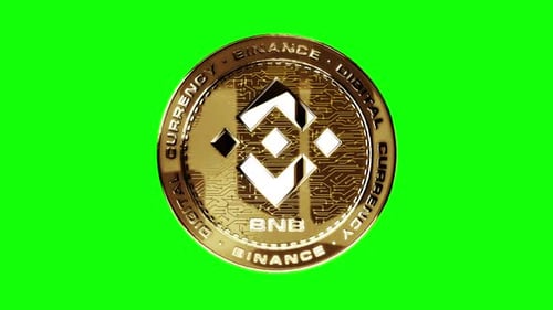 Spinning Gold Cryptocurrency Coin on Greenscreen