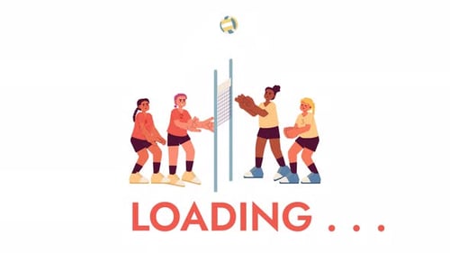 Girls volleyball team 2D loading animation