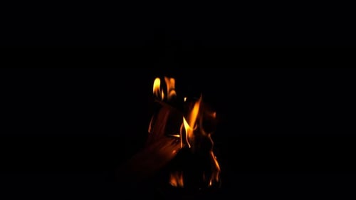 Flame of Fire at Bonfire in the Dark