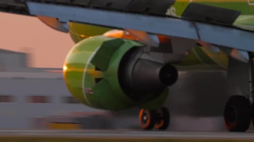 Airplane Landing Sunset