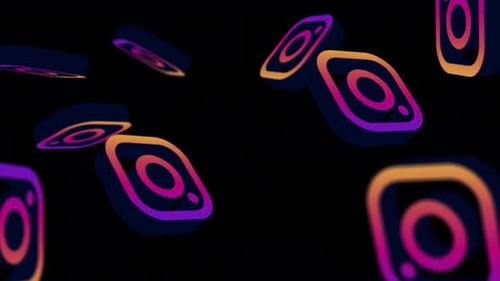 Futuristic 3D Instagram Logos Rotating Background Loop