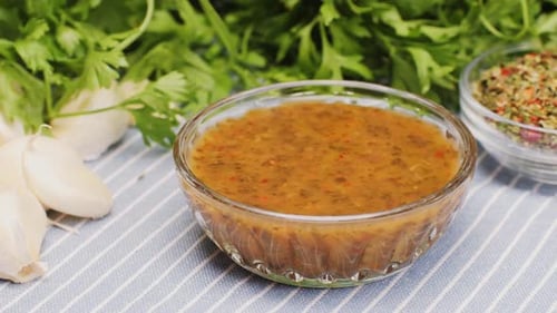 Chimichurri Sauce Green Argentinian Pesto Style Sauce Spices Beef Topping Marinade Parsley and