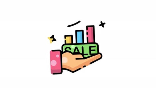 Animated Flat Design Icon for Sales Growth