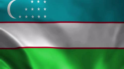 Uzbekistan Flag Waving Seamless Loop Animation