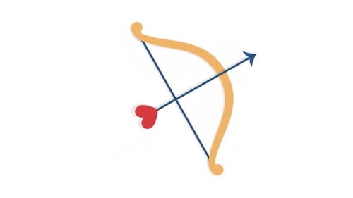 Animated Flat Design Love Bow and Arrow Illustration