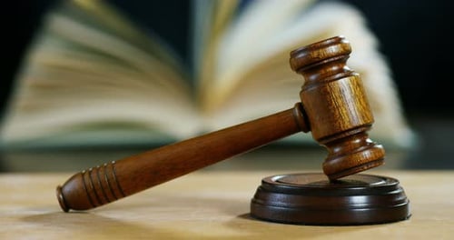 Wooden Gavel and Striking Block Close Up