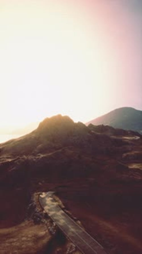 Aerial View of Winding Mountain Road