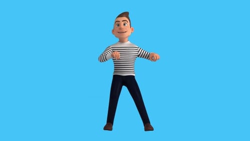 Lustiger 3D-Zeichentrickmann, der tanzt (inklusive Alpha-Kanal)
