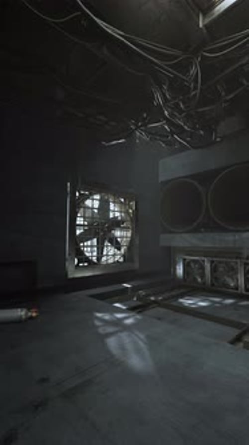 Gritty Industrial Room Fan with Dynamic Light Beams