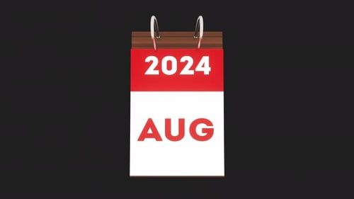 Подсчет месяцев в календаре путем бесконечного перелистывания страниц на фоне альфа-канала