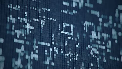 Code numérique de mégadonnées hexadécimal. Concept de technologie de l'information futuriste. boucle transparente