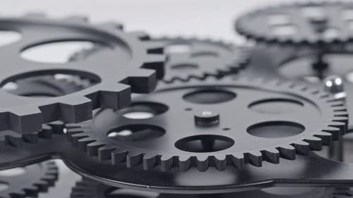 Side Section Working View Of Black Gear Set