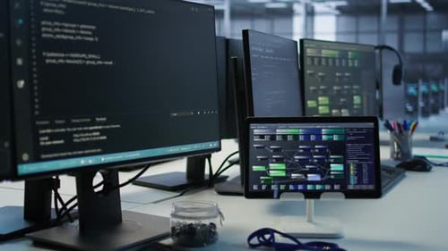 Modern Data Center with Multiple Computer Screens