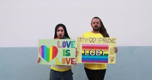 Advocates Holding Pride Signage Supporting Equality