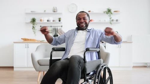 Person with disability working out at home
