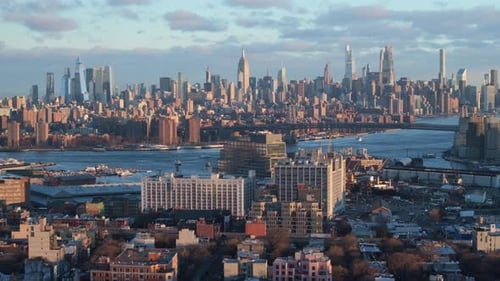 Manhattan skyline at sunrise
