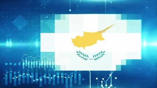 Cyprus Flag On Economy Background And Graph