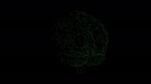 Rotating Neural Network Coming Together in 3D Animation Green and Colors