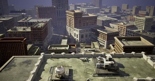 Cityscape View From Rooftop Overlooking Urban Buildings During the Day