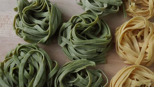 Close Up of Fresh Colorful Pasta Nests