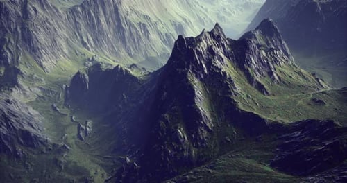 Majestic Mountain Landscape Showcasing Rugged Peaks and Lush Valleys