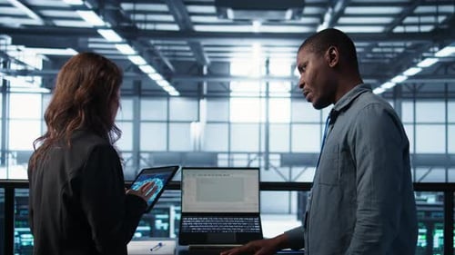 Devices Used By Artificial Intelligence IT Experts in Server Farm