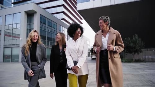 Business Women Walking in Urban City Environment
