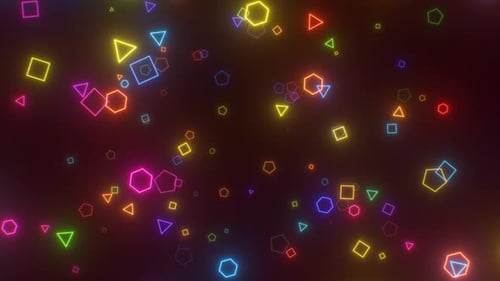 Vibrant Neon Glowing Geometric Shapes Looping Background