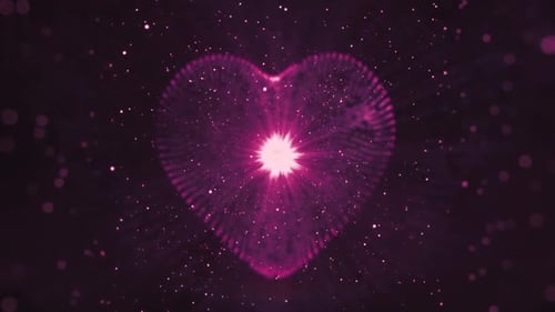 Pink Heart Shape Lights Glowing Animation