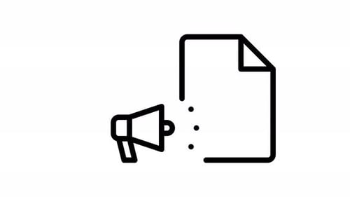 Animated Flat Design Document and Megaphone Communication Icon