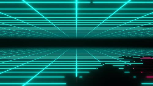 Turquoise And Pink Neon Retro Grid Background Vj Loop In 4K