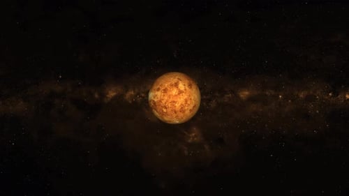 Realistic Venus planet Rotates on space or galaxy and stars milky way, Animation Venus planet. 1885