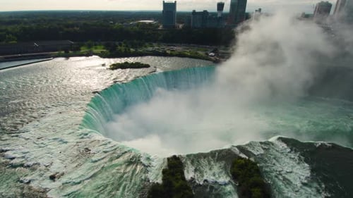 Niagara Falls View, Aerial Drone Beautiful Flying Tourism