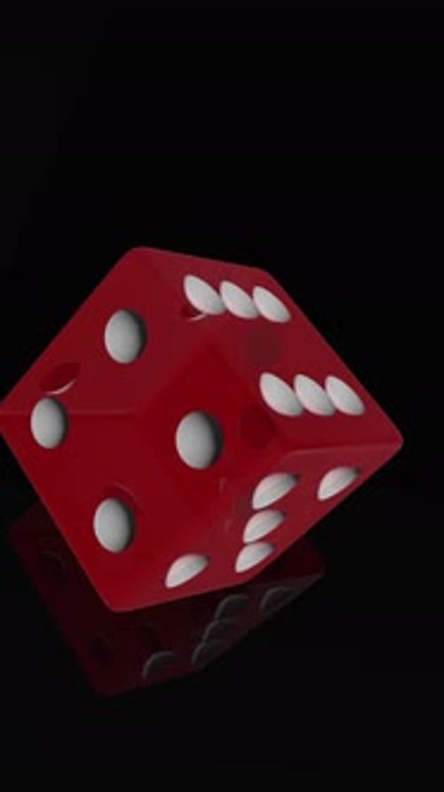 Red Dice Falling and Landing Animation
