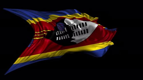 Waving Flag of Eswatini with Realistic Fabric Texture